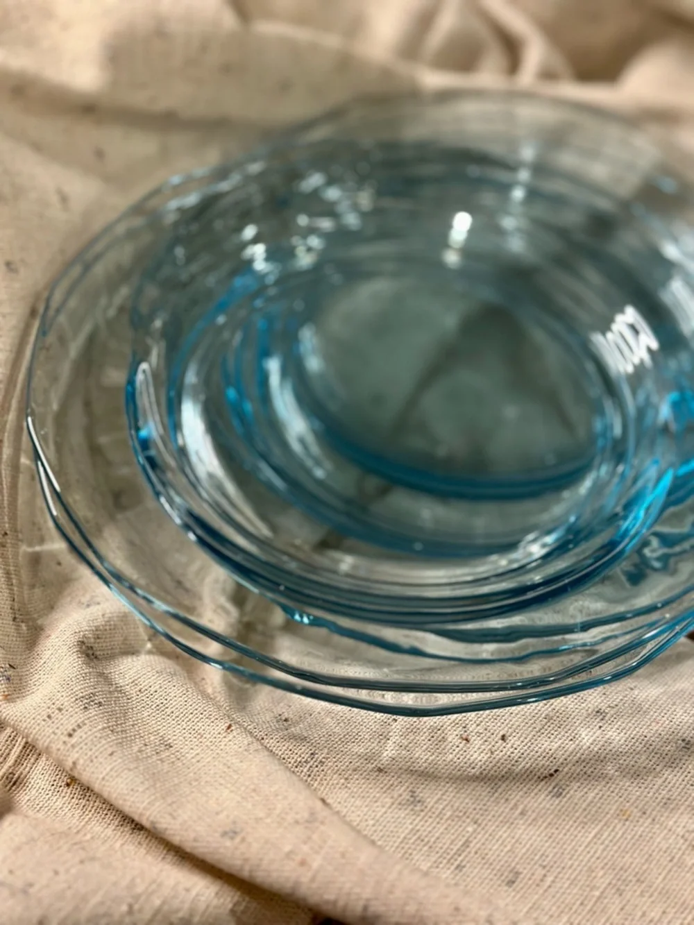 Vintage Soft Blue Clear Glass Octagonal Plates Set of 6 - Picture 2 of 5